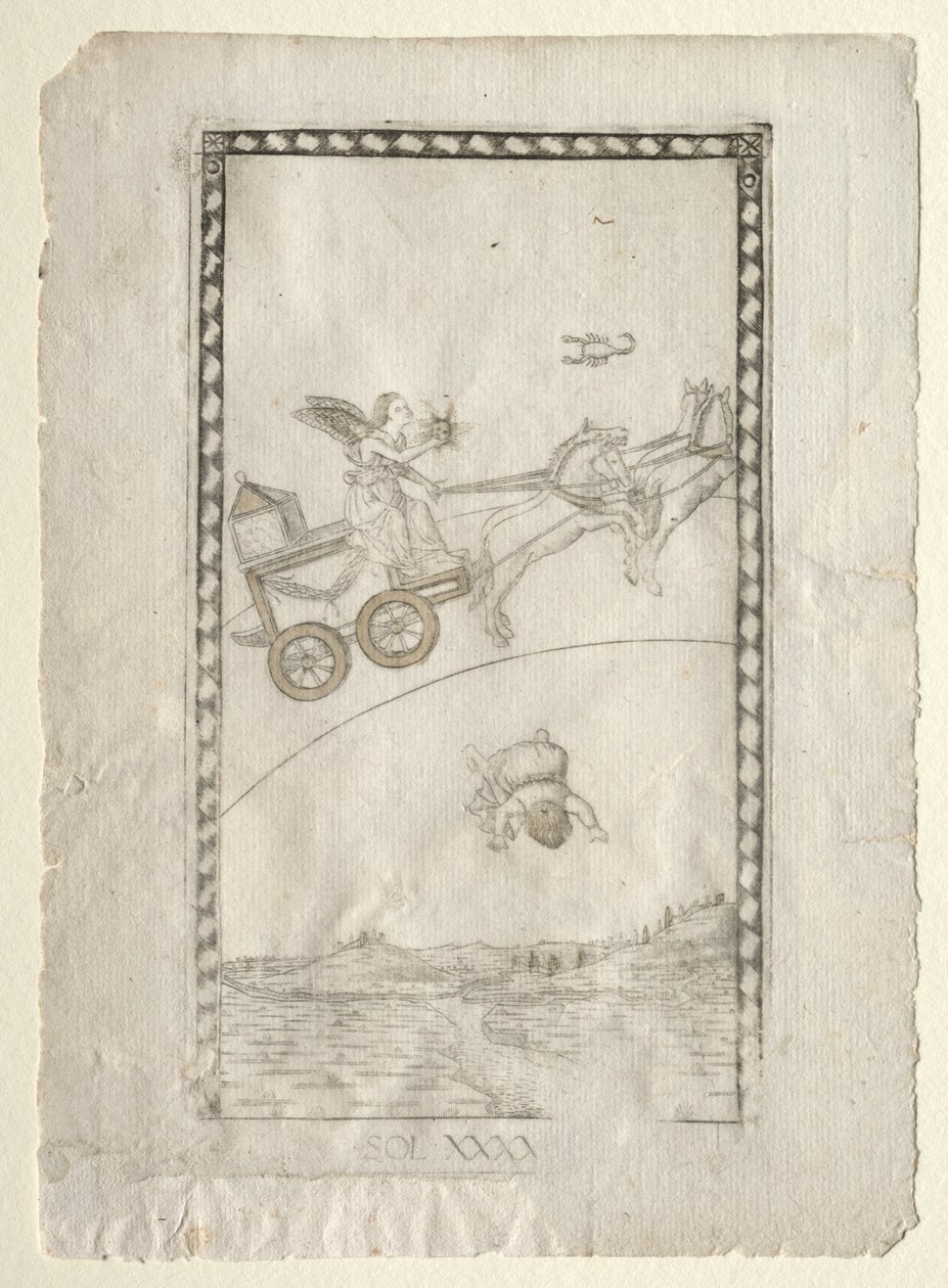 Sol do Tarocchi, série A: Firmamentos do Universo, nº 44, antes de 1467. de Master of the E Series Tarocchi