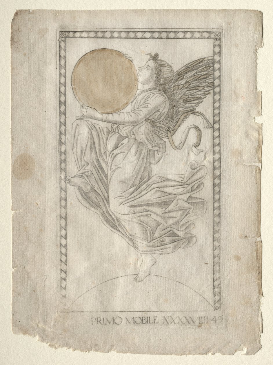 O anjo da nona esfera do Tarocchi, série A ..., antes de 1467. de Master of the E Series Tarocchi