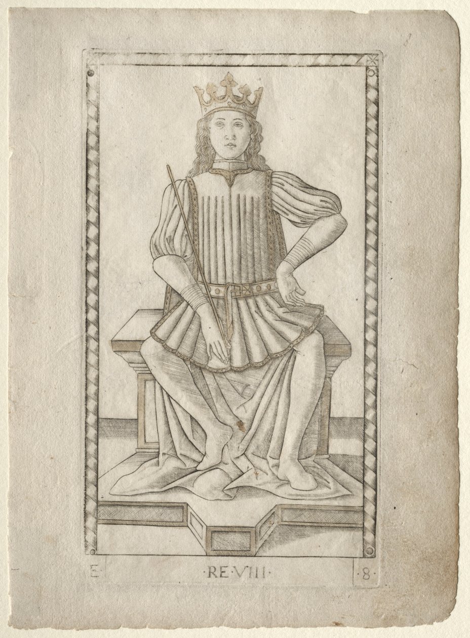 O rei do Tarocchi, série E: Conditions of Man,  8, antes de 1467. de Master of the E Series Tarocchi