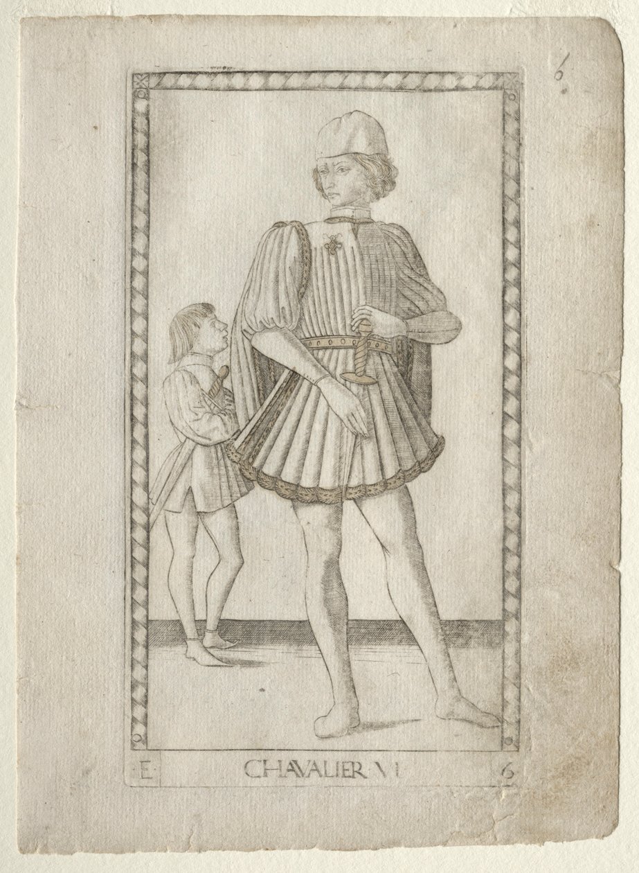 O Cavaleiro do Tarocchi, série E: Conditions of Man,  6, antes de 1467. de Master of the E Series Tarocchi