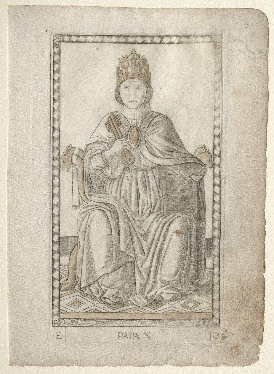O Papa do Tarocchi, série E: Conditions of Man,  10, antes de 1467. de Master of the E Series Tarocchi