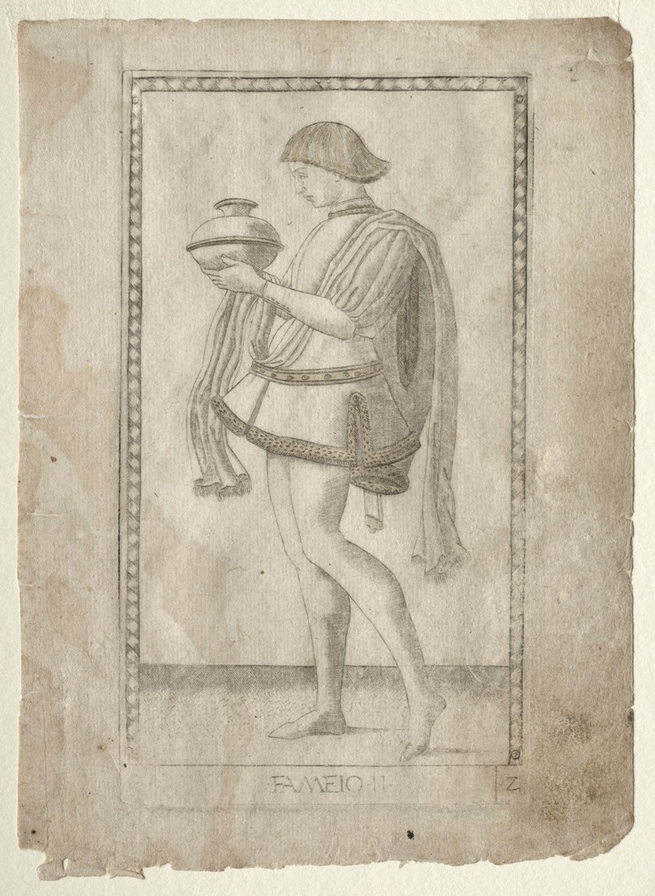 O Servo do Tarocchi, série E: Condições do Homem, nº 2, antes de 1467. de Master of the E Series Tarocchi