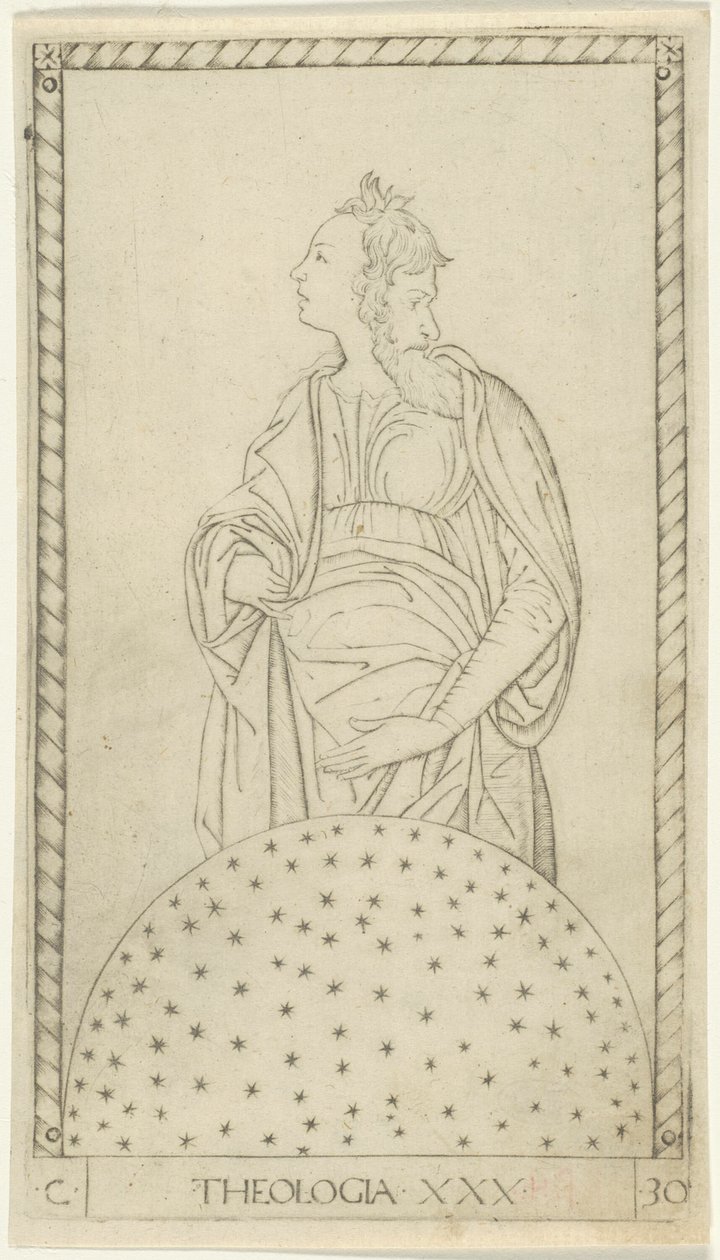 Teologia, placa 30 de Artes e Ciências de Master of the E Series Tarocchi