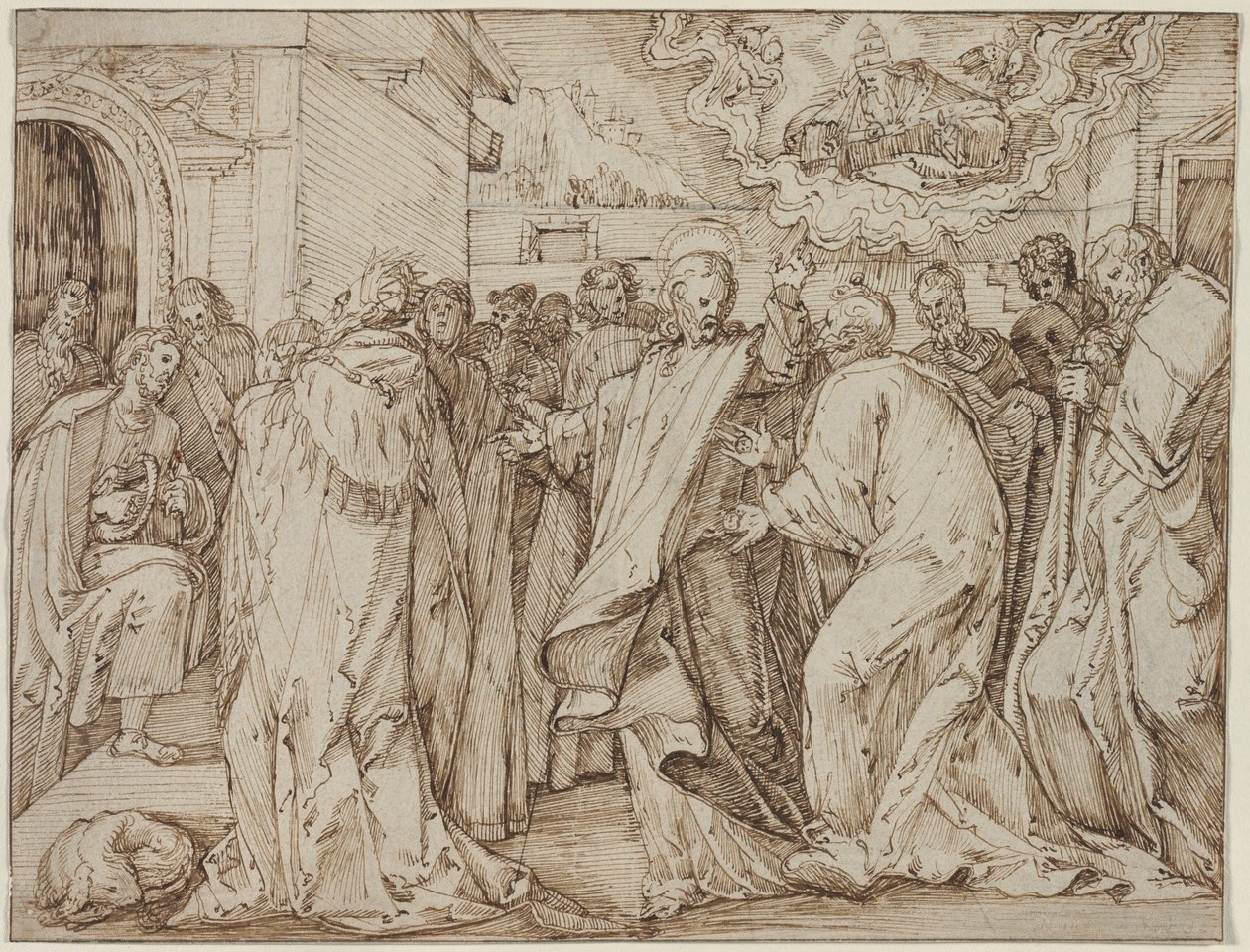 The Parable of the Tribute Money, c. 15801600. de Master of the Egmont Albums