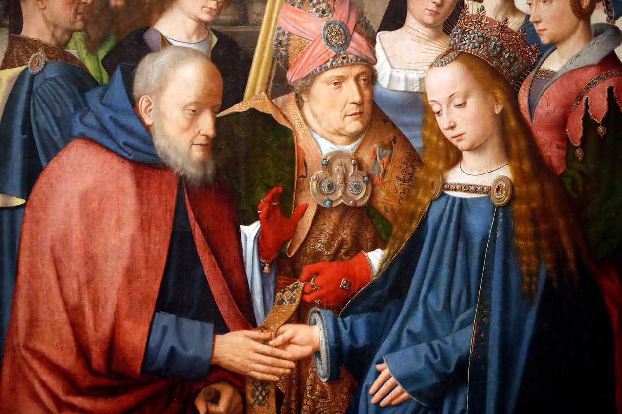 Museu de Évora. Mestre do retábulo de Évora. O casamento da Virgem e José. Óleo sobre painel. Escola flamenga 1500. Portugal. de Master of the Evora Altarpiece