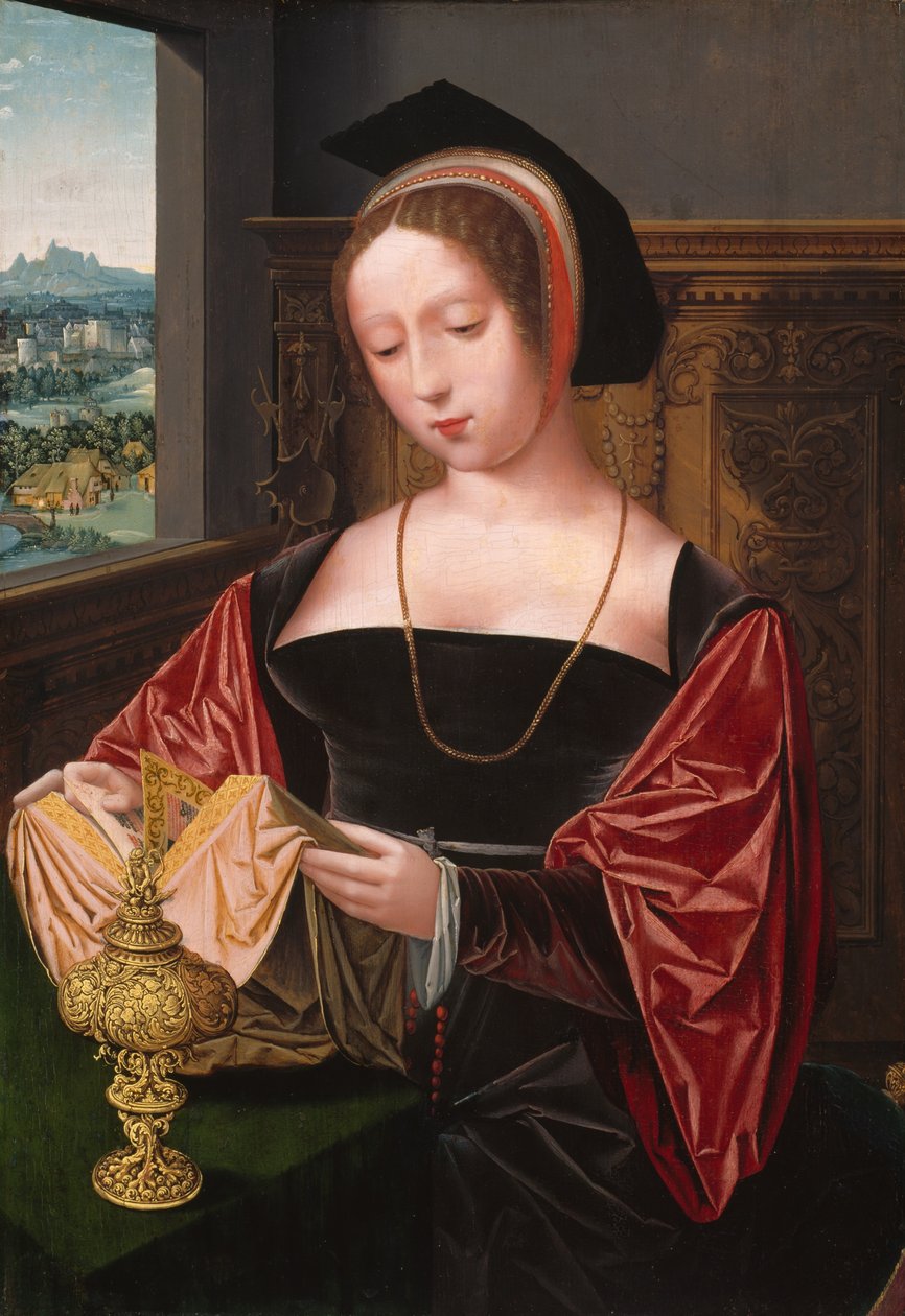 Uma Senhora Leitura (Santa Maria Madalena) de Master of the Female Half Lengths