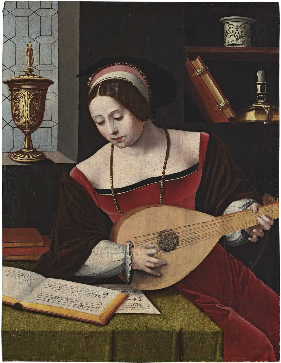 Holandês: Santa Maria Madalena a meditar Uma lutenista de Master of the Female Half Lengths