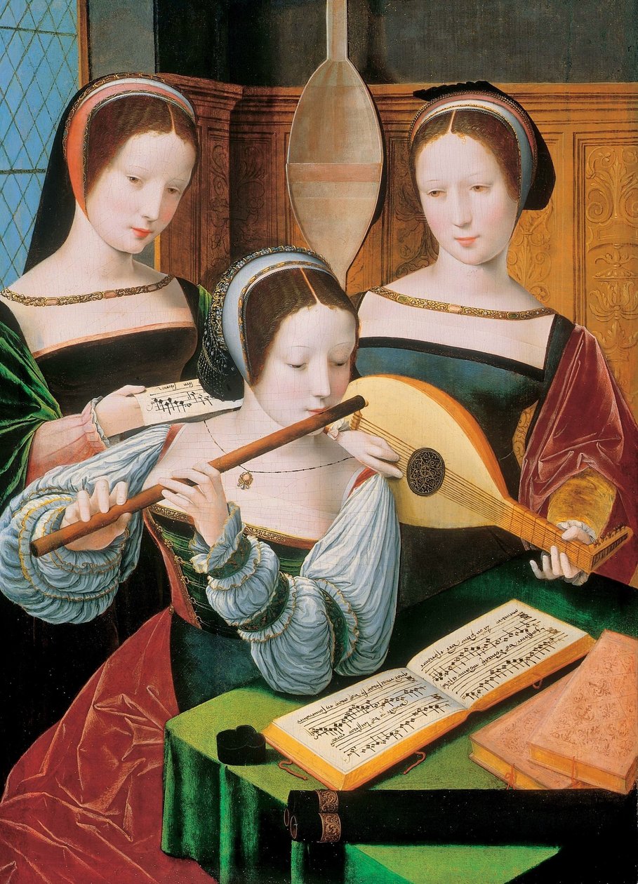 Holandês: Musicerend gezelschap Female Musicians / Três senhoras a tocar música de Master of the Female Half Lengths