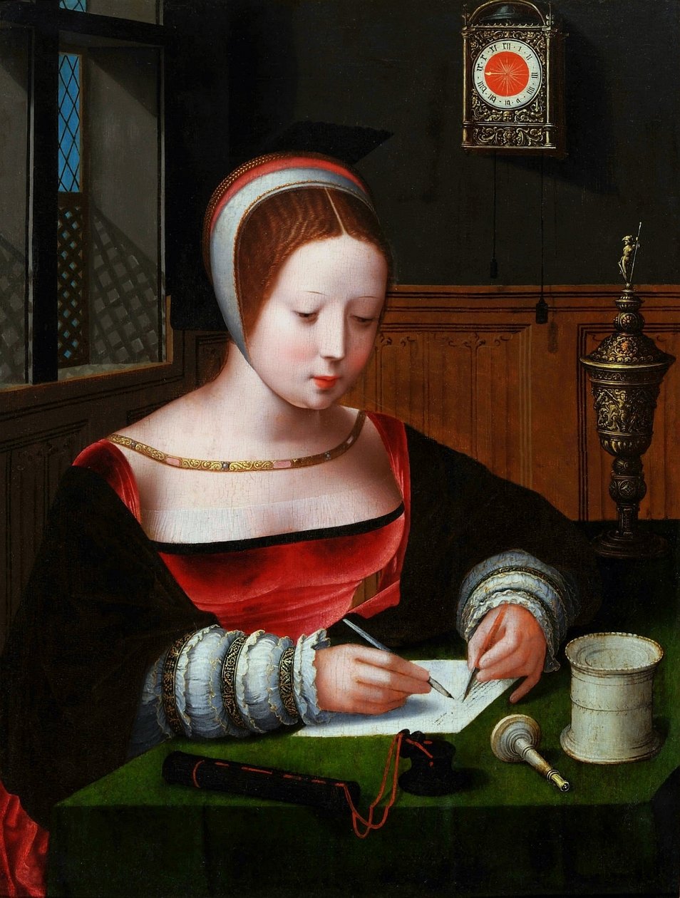 Maria Madalena a escrever. de Master of the Female Half Lengths