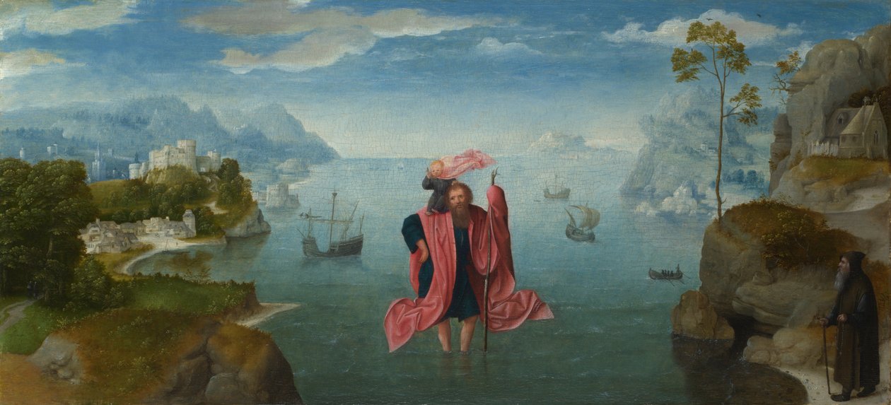 São Cristóvão carregando o Menino Jesus, meados do século XVI. de Master of the Female Half Lengths,