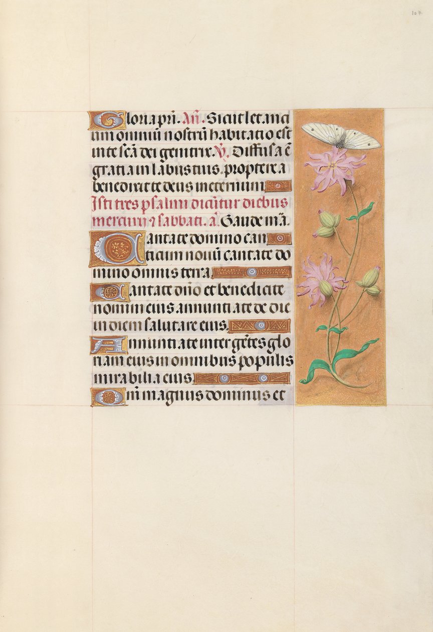 Horas da rainha Isabel, a católica, rainha da Espanha: Fol. 107r, c. 1500. de Master of the First Prayerbook of Maximillian