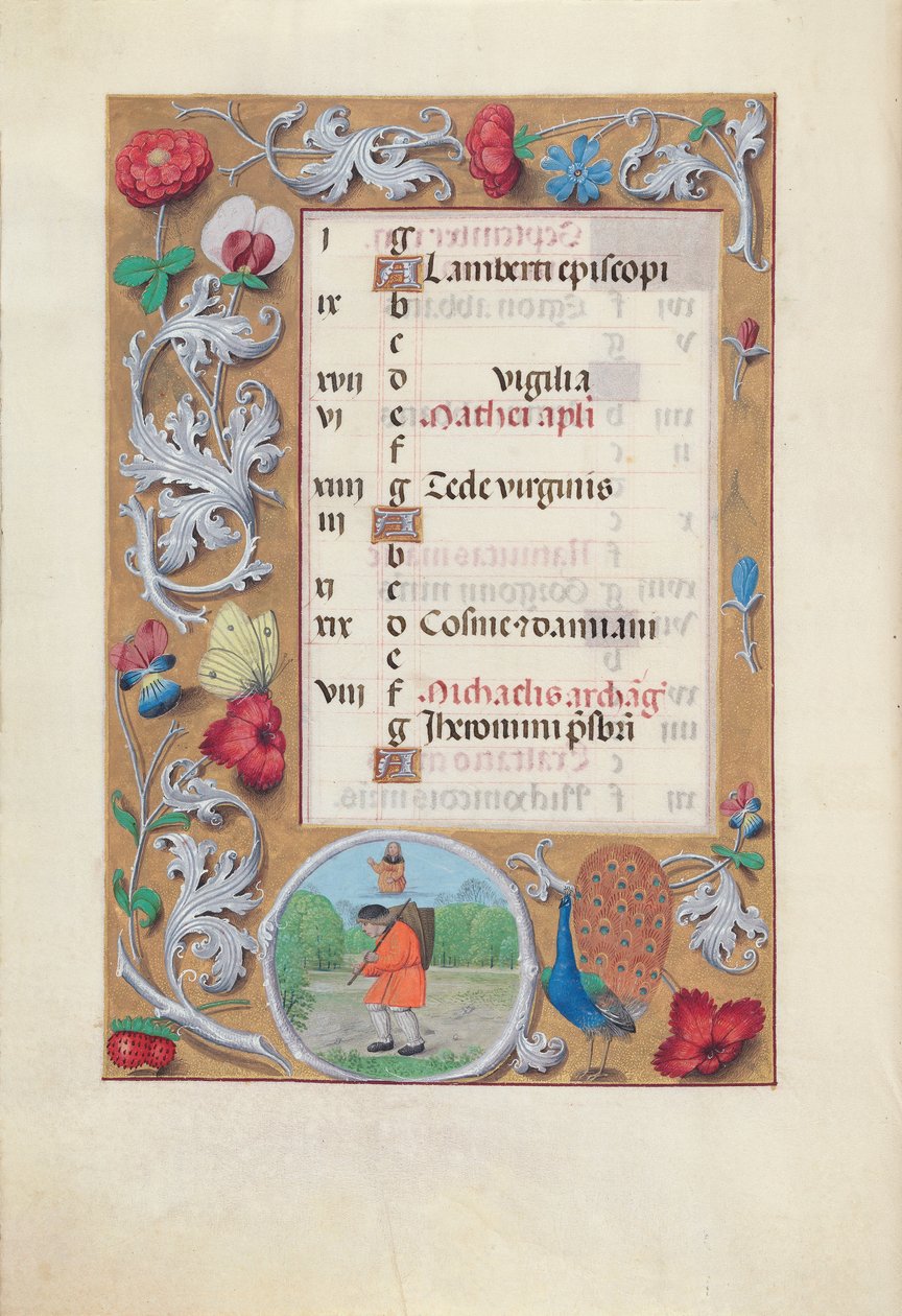 Horas da rainha Isabel, a católica, rainha da Espanha: Fol. 10v, setembro, c. 1500. de Master of the First Prayerbook of Maximillian