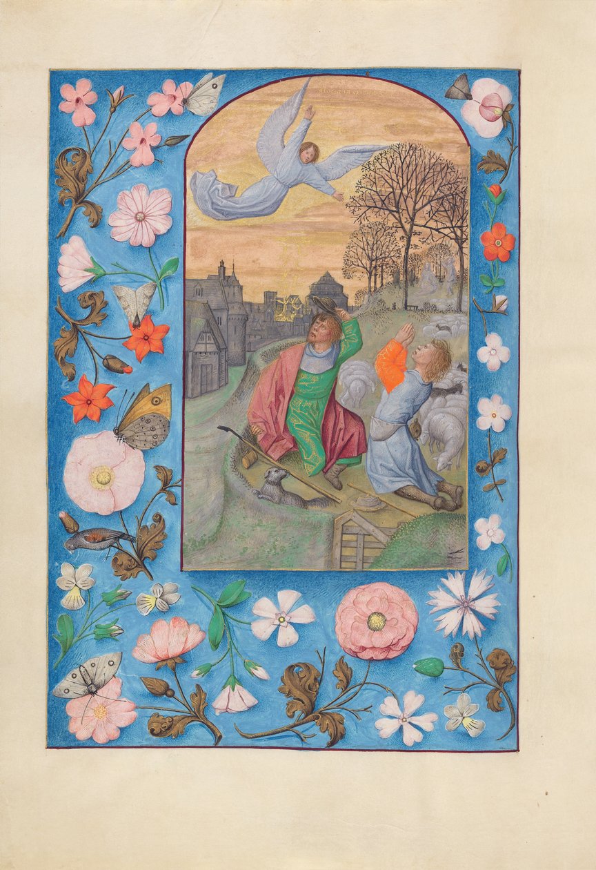 Horas da rainha Isabel, a católica, rainha da Espanha: Fol. 131v, Anunciação ..., c. 1500. de Master of the First Prayerbook of Maximillian