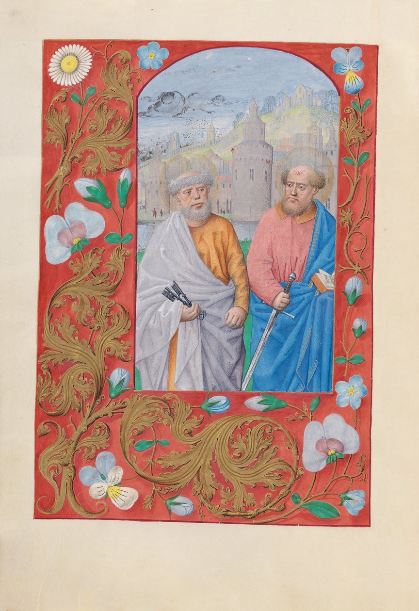 Horas da rainha Isabel, a católica, rainha da Espanha: Fol. 173v, Santos Pedro e Paulo, c. 1500. de Master of the First Prayerbook of Maximillian