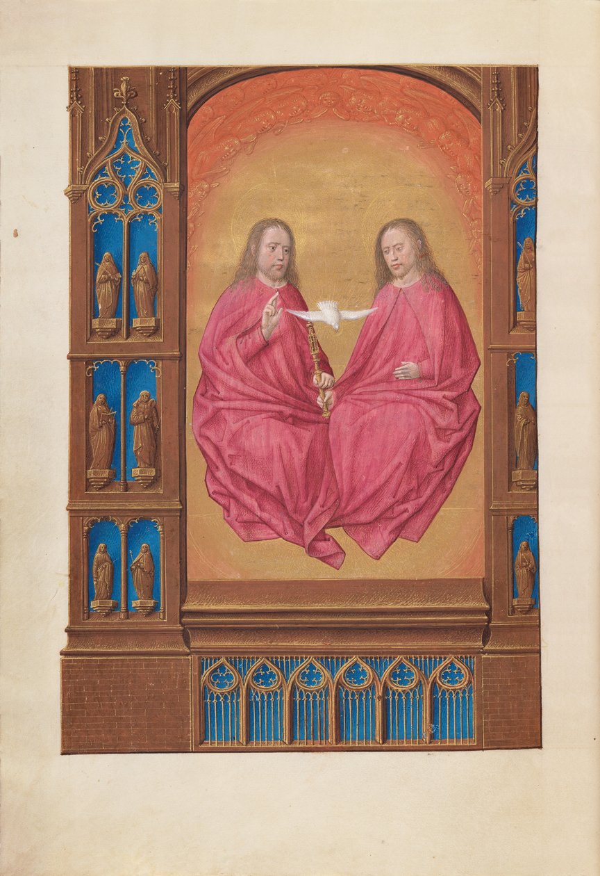 Horas da rainha Isabel, a católica, rainha da Espanha: Fol. 17v, A Trindade, c. 1500. de Master of the First Prayerbook of Maximillian