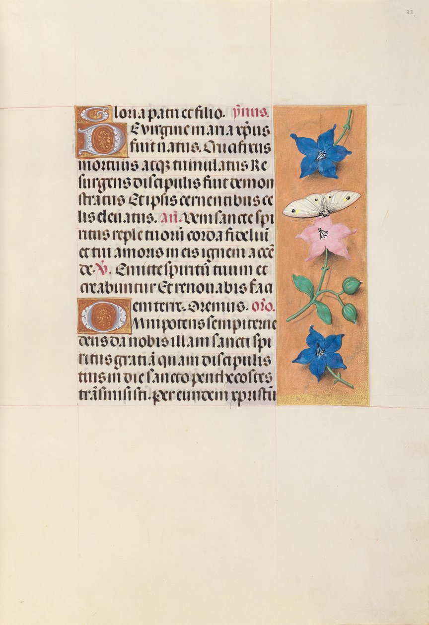 Horas da rainha Isabel, a católica, rainha da Espanha: Fol. 33r, c. 1500. de Master of the First Prayerbook of Maximillian