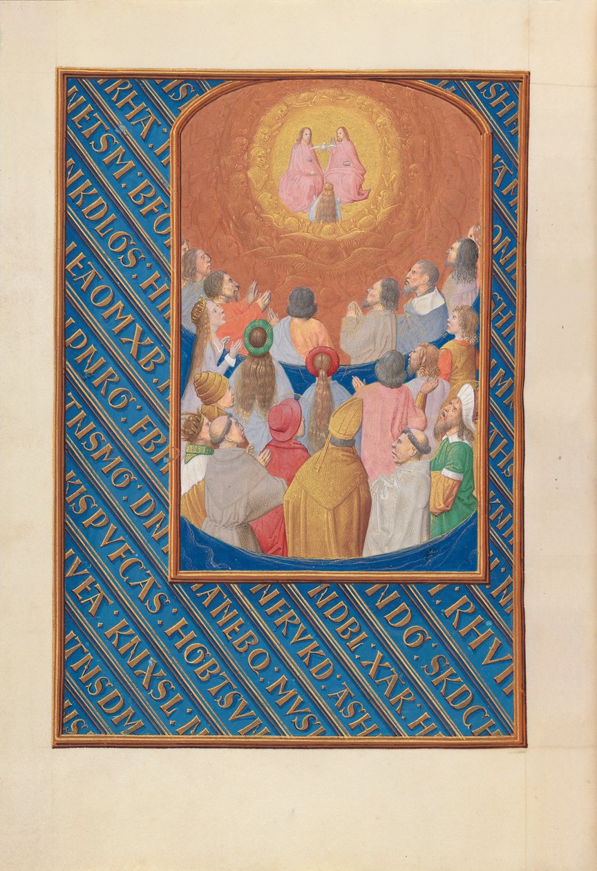 Horas da rainha Isabel, a católica, rainha da Espanha: Fol. 37v, Corte do Céu, c. 1500. de Master of the First Prayerbook of Maximillian