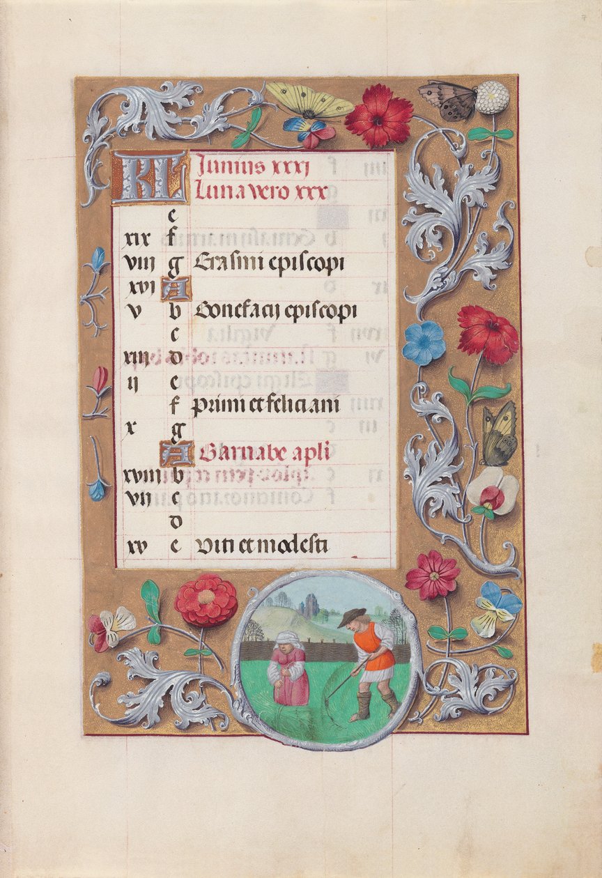 Horas da rainha Isabel, a Católica, rainha de Espanha:  Fol. 7r, junho de Master of the First Prayerbook of Maximillian