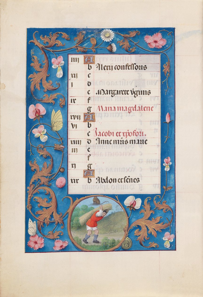 Horas da rainha Isabel, a católica, rainha da Espanha: Fol. 8v, julho, c. 1500. de Master of the First Prayerbook of Maximillian