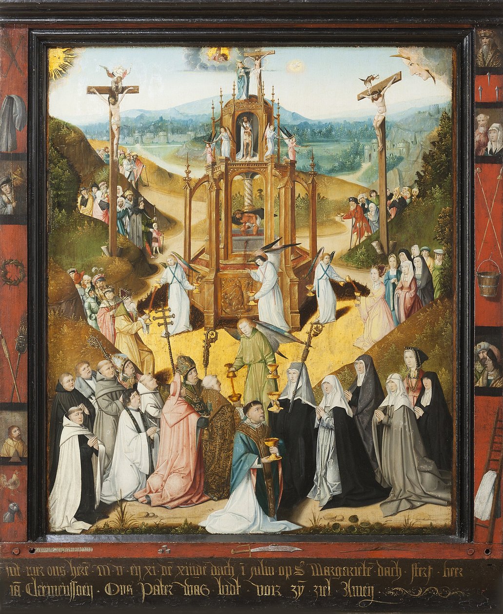 La fontaine de vie, epitaphe pour frere Clemenssoen - A Fonte da Vida. Epitáfio para o Padre Clemenssoen - Mestre da Fonte da Vida de Praga (ativo entre 1475 e 1525). Óleo sobre madeira de Master of the Fountain of Life
