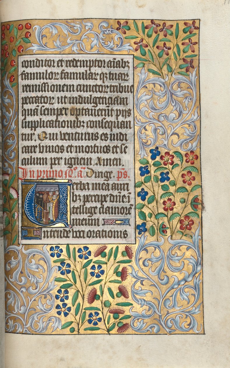 Livro de Horas de Uso de Rouen: fol. 110r, Missa pelos Mortos na Inicial, c. 1470 de Master of the Geneva Latini