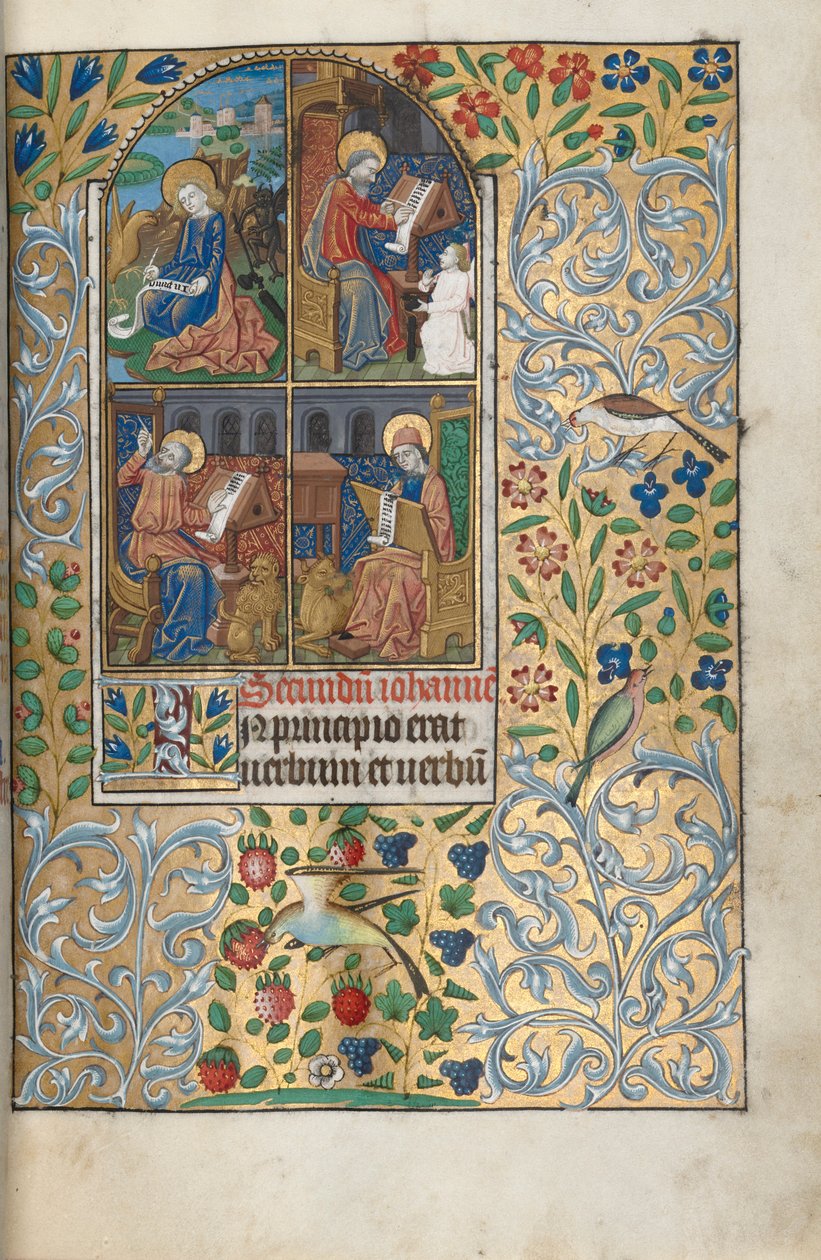 Livro de Horas de Uso de Rouen: fol. 13r, Os Quatro Evangelistas, c. 1470 de Master of the Geneva Latini