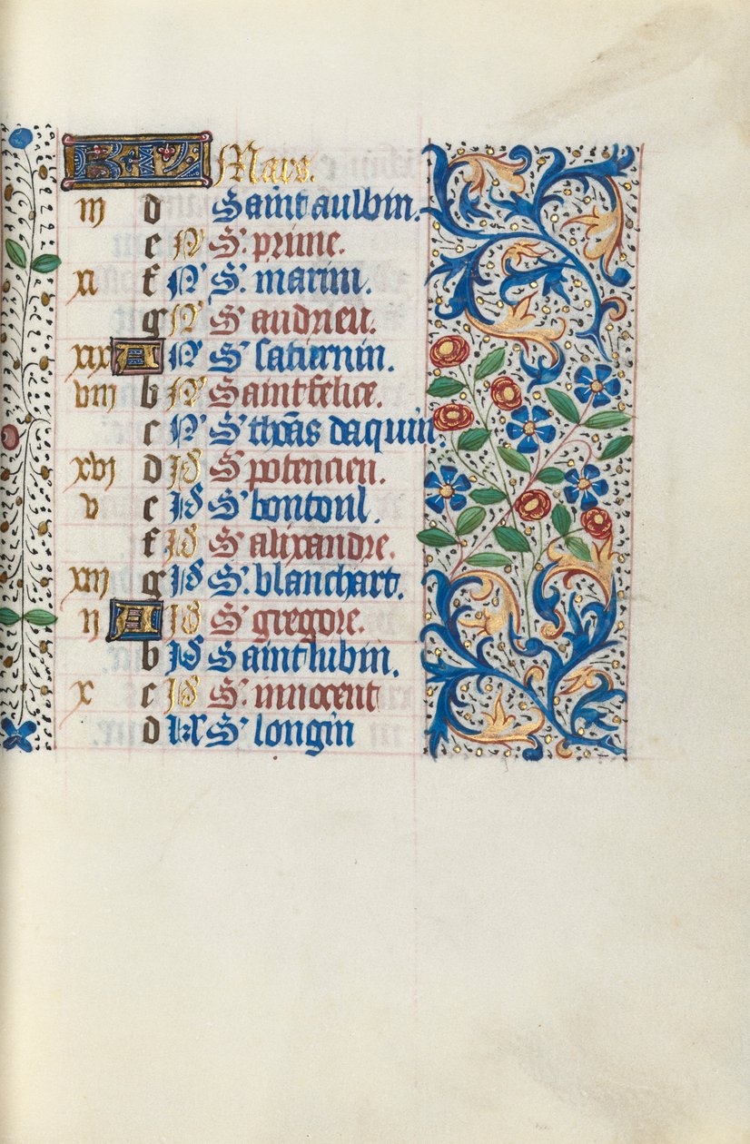 Livro de Horas de Uso de Rouen: fol. 3r, c. 1470 de Master of the Geneva Latini
