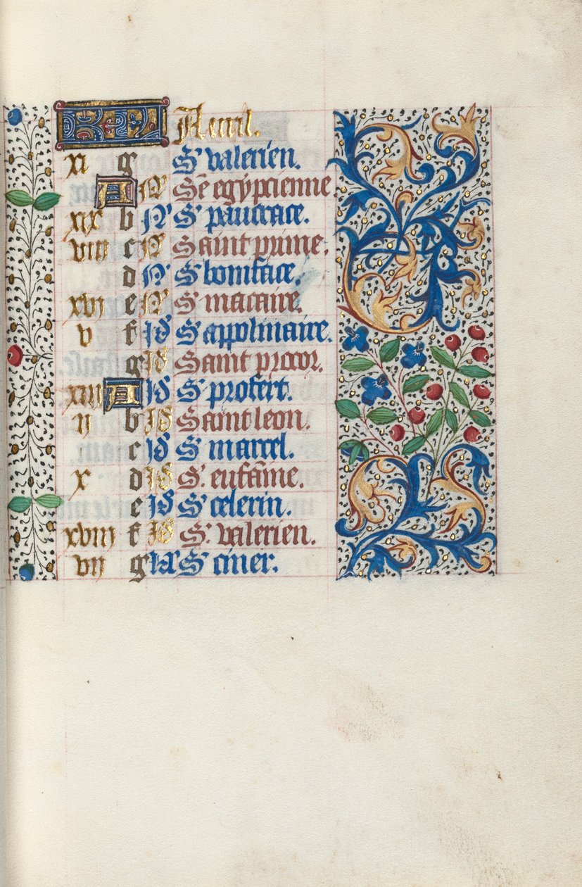 Livro de Horas de Uso de Rouen: fol. 4r, c. 1470 de Master of the Geneva Latini