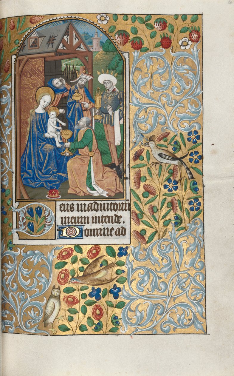 Livro de Horas de Uso de Rouen: fol. 64r, Adoração dos Magos, c. 1470 de Master of the Geneva Latini