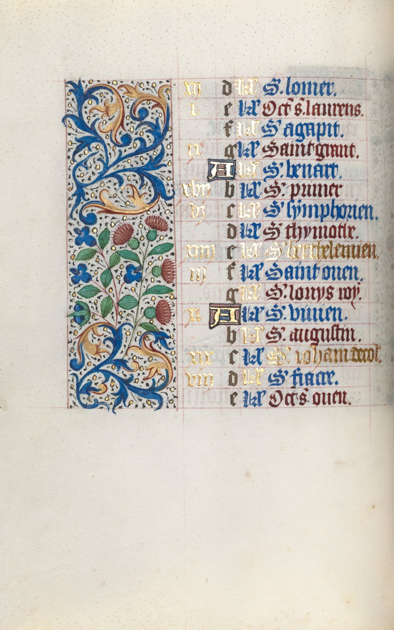 Livro de Horas de Uso de Rouen: fol. 8v, c. 1470 de Master of the Geneva Latini