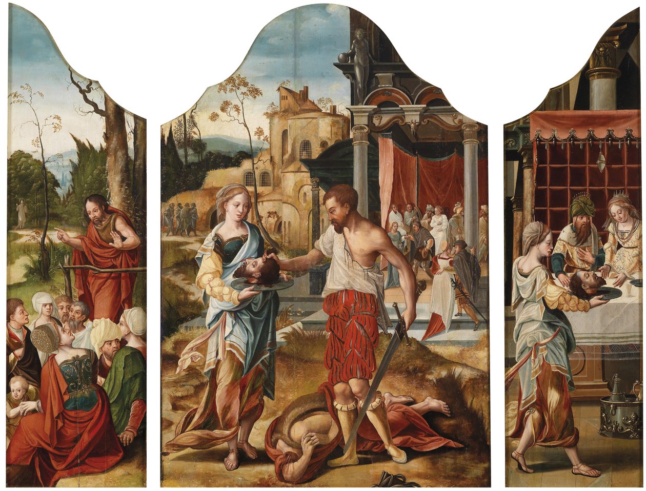Tríptico com cenas da vida de São João Batista, ca 1530 de Master of the Gent Adultress