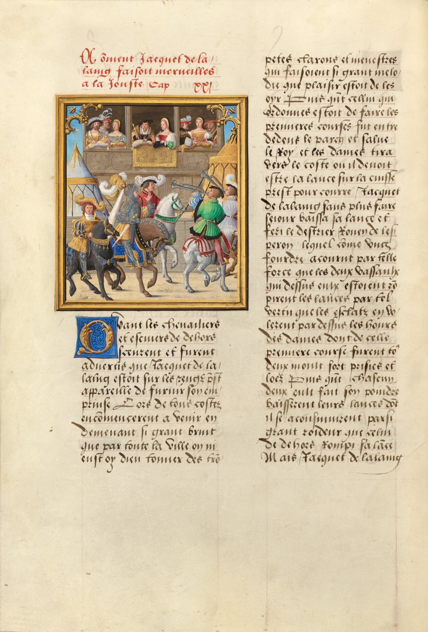 Jacques de Lalaing a chegar a uma justa com os Condes de Maine e de Saint Pol de Master of the Getty Lalaing