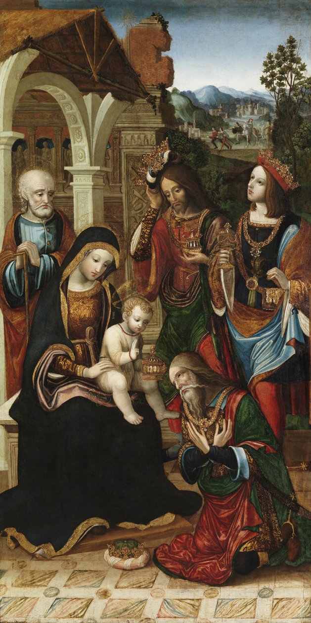 A Adoração dos Magos, c.1503-10 (óleo sobre painel) de Master of the Glasgow Adoration