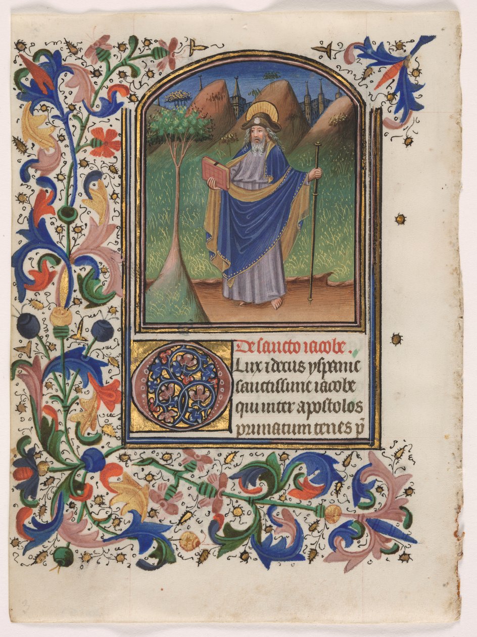 Folha de um livro de horas: São Tiago Maior de Master of the Gold Scrolls