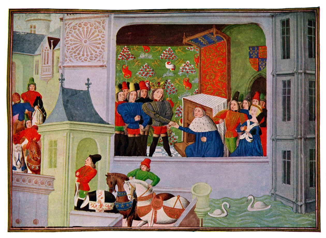 Entrevista de Richard II e do Duque de Gloucester, século XIV, século XV. de Master of the Harley Froissart