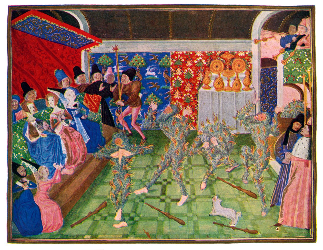 Baile de máscaras na corte francesa, 1393, 1470-1475. de Master of the Harley Froissart