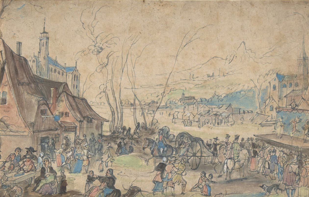 Feira da Vila, século XVI. de Master of the Hermitage Sketchbook