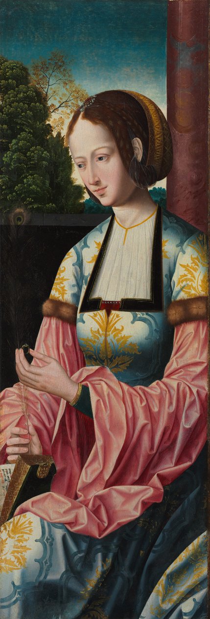 Santa Bárbara, c.1520 (têmpera sobre painel de madeira) de Master of the Holy Blood