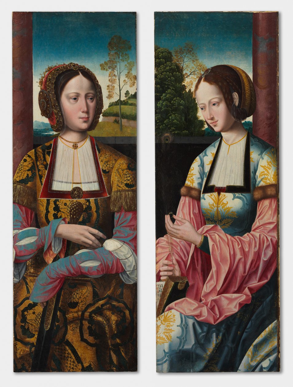 Par Santa Catarina e Santa Bárbara, c. 1520 de Master of the Holy Blood