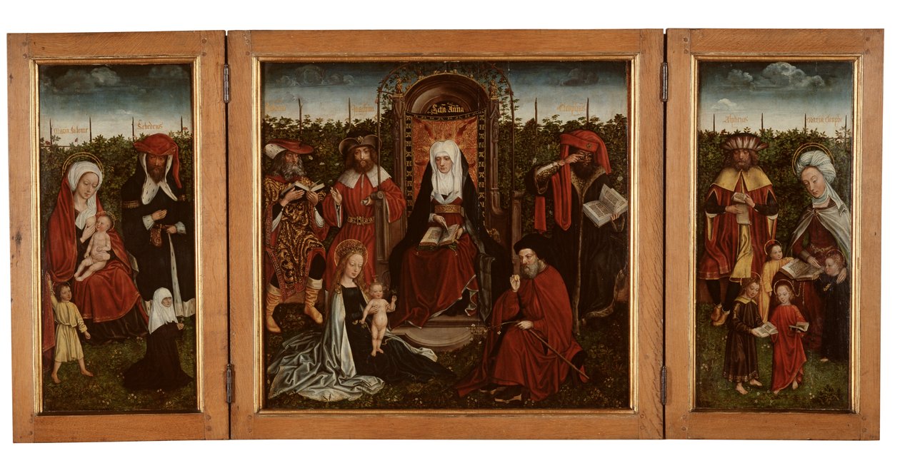 O Tríptico Poortakker, c.1500-10 (óleo sobre painel) de Master of the Holy Family of St. Anne