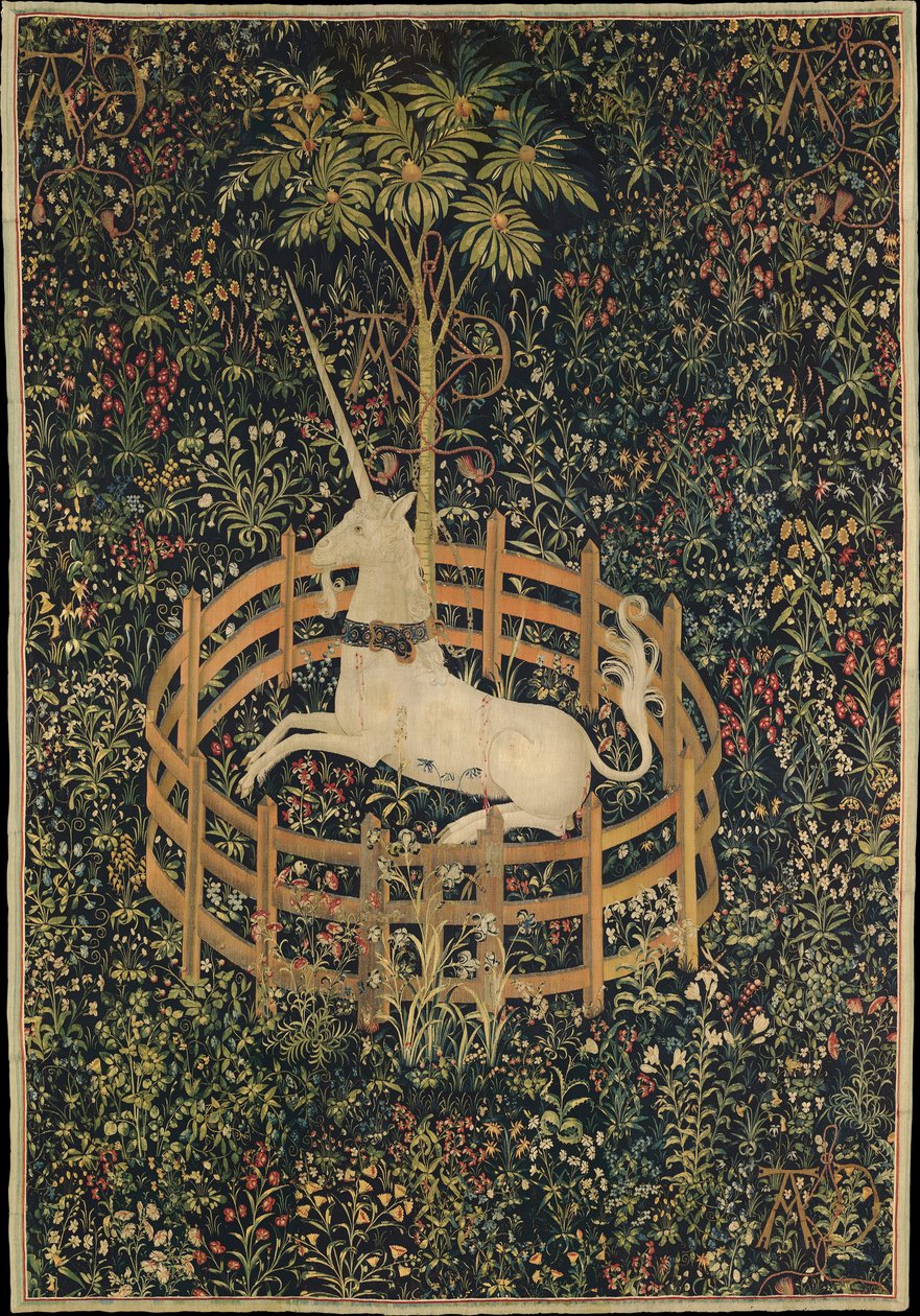 O unicórnio em cativeiro, c. 1500 de Master of the Hunt of the