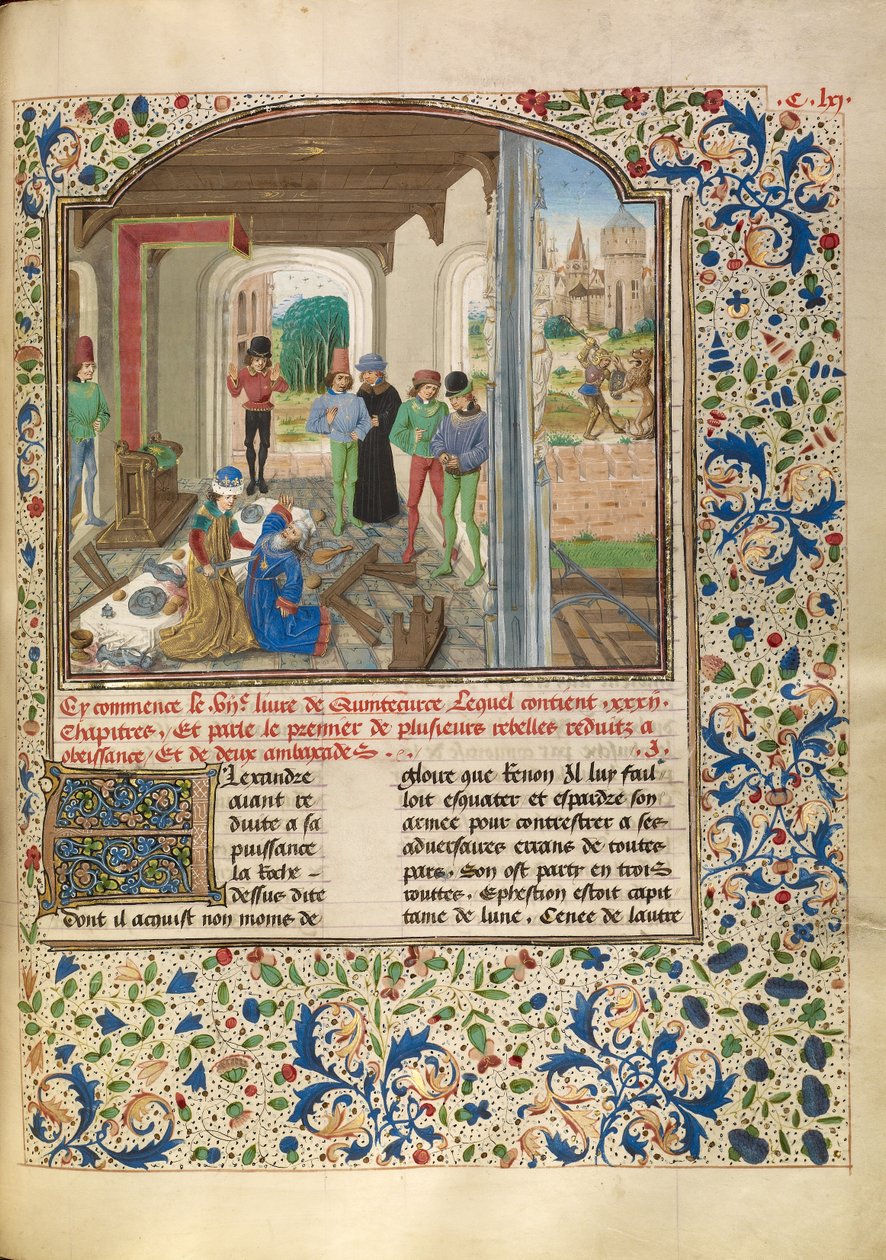 Alexandre luta com um leão e mata Clitus de Master of the Jardin de vertueuse consolation
