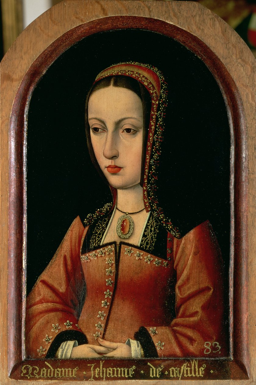 Joanna ou Juana "The Mad" de Castela (1479-1555) filha de Fernando II de Aragão (1452-1516) e Isabella "O Católico" de Castela (1474-1504) de Master of the Legend of St. Madeleine