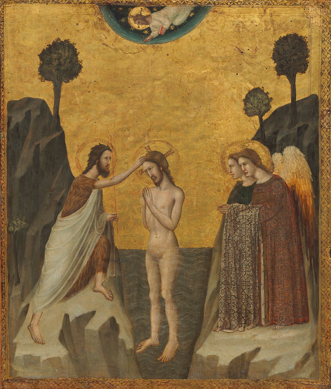 O Batismo de Cristo, c.1330/1340 (tempera no painel) de Master of the Life of Saint John the Baptist