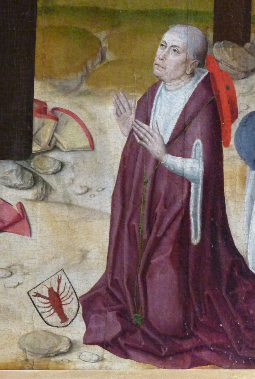 Nicolau de Cusa. Detalhe do altar na capela do Hospital de São Nicolau, c. 1480 de Master of the Life of the Virgin