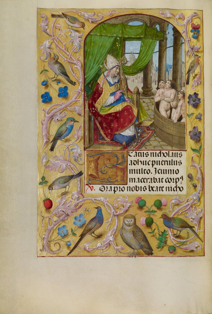São Nicolau salva três jovens de uma banheira de Master of the Lübeck Bible