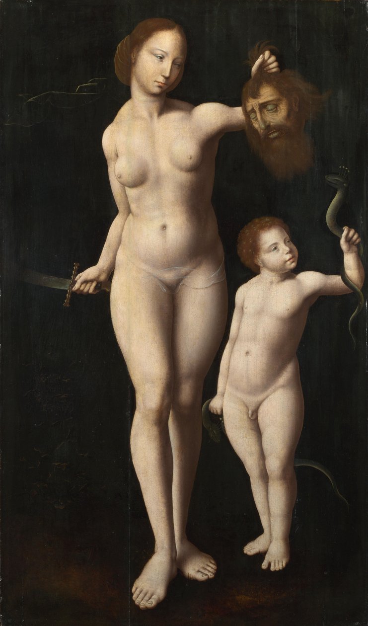 Judite e o pequeno Hércules, Mestre da Mansi-Magdalena, c. 1525-30 (óleo sobre carvalho) de Master of the Mansi Magdalen