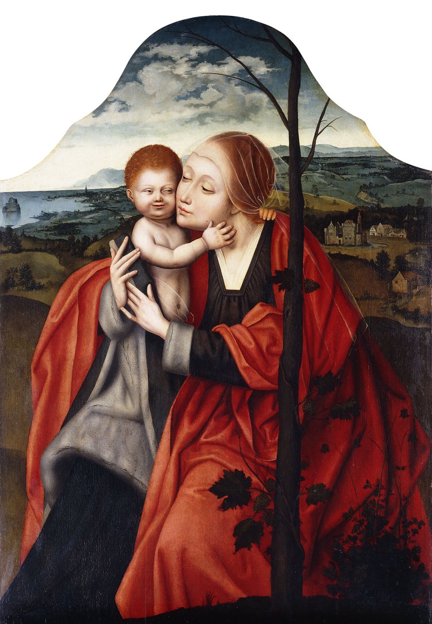 A Virgem e o Menino sentados perto de uma árvore de Master of the Mansi Magdalen