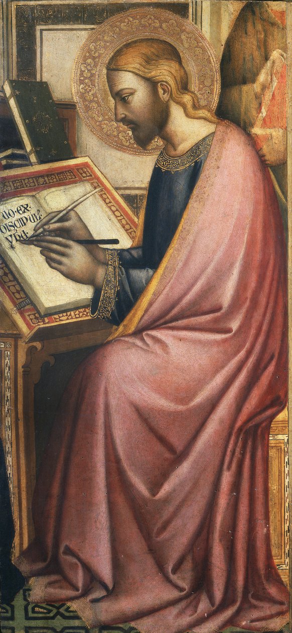 A escrita do evangelista de Master of the Misericordia