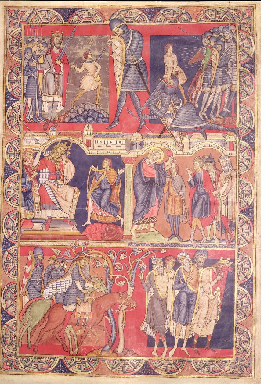 Cenas da vida de Samuel, Saul e David, da Bíblia de Winchester, 1160-80 de Master of the Morgan Leaf